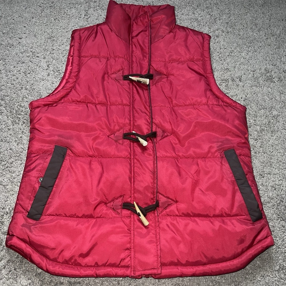 King Ranch Quilted Puffer Vest Men's M Red Toggle Closers
